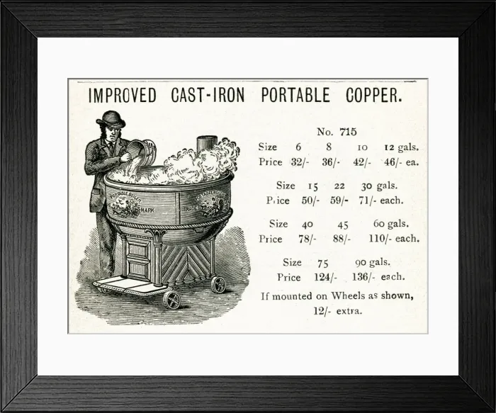 Framed Print : Improved cast-iron portable copper Framed Print : Improved cast-iron portable copper