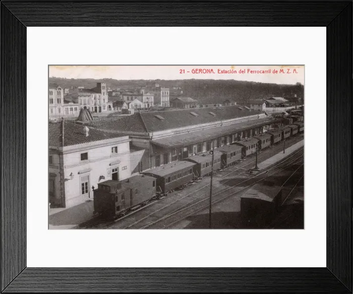 Framed Print : Aerial view of railway station, Girona, Catalonia, Spain Framed Print : Aerial view of railway station, Girona, Catalonia, Spain