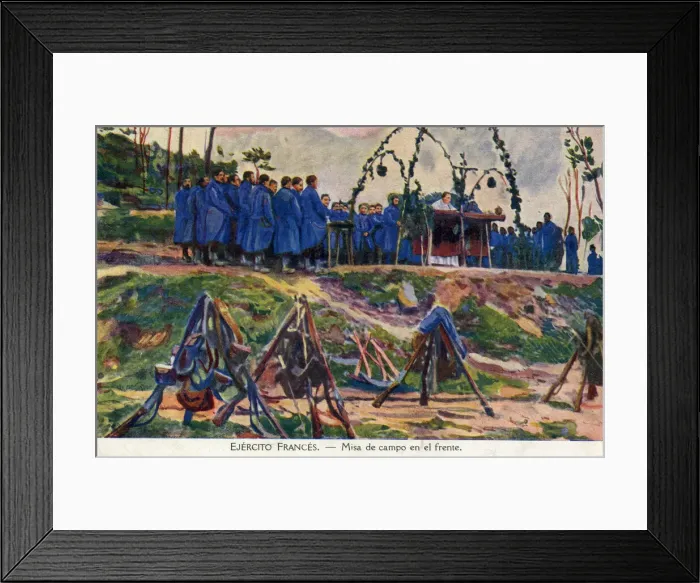 Framed Print : French soldiers at mass on the Western Front, WW1 Framed Print : French soldiers at mass on the Western Front, WW1