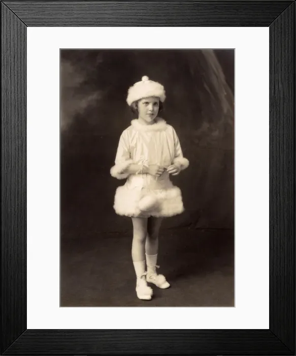 Framed Print : Little girl in fancy dress as a powder puff Framed Print : Little girl in fancy dress as a powder puff