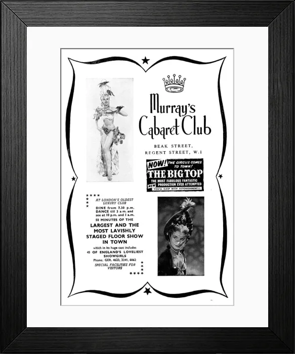 Framed Print : Murrays Cabaret Club advertisement Framed Print : Murrays Cabaret Club advertisement