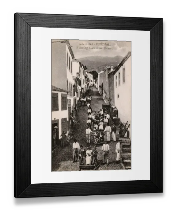Framed Print : Street scene with tourist cars in Funchal, Madeira Framed Print : Street scene with tourist cars in Funchal, Madeira