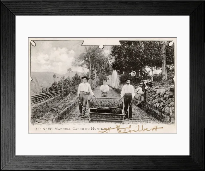 Framed Print : Local men with tourist car in Funchal, Madeira Framed Print : Local men with tourist car in Funchal, Madeira