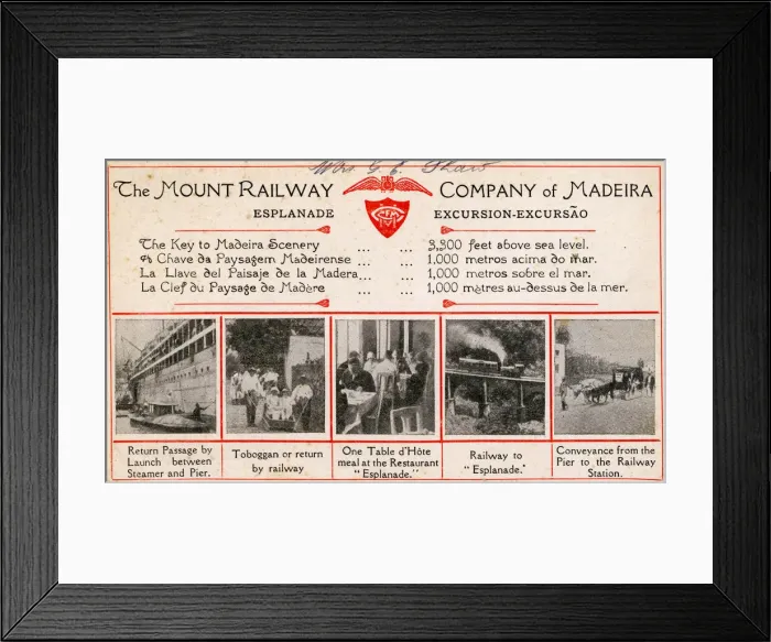 Framed Print : Advertisement for the Mount Railway, Madeira