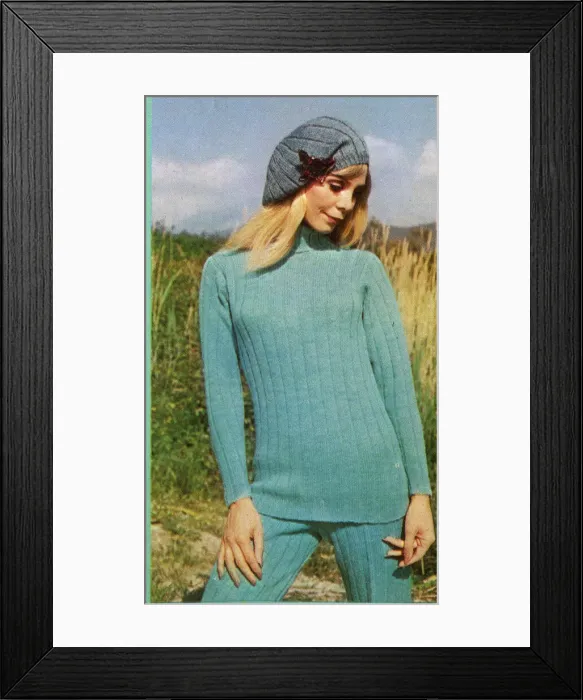 Framed Print : Womans Fashion Knitwear Top and Trousers