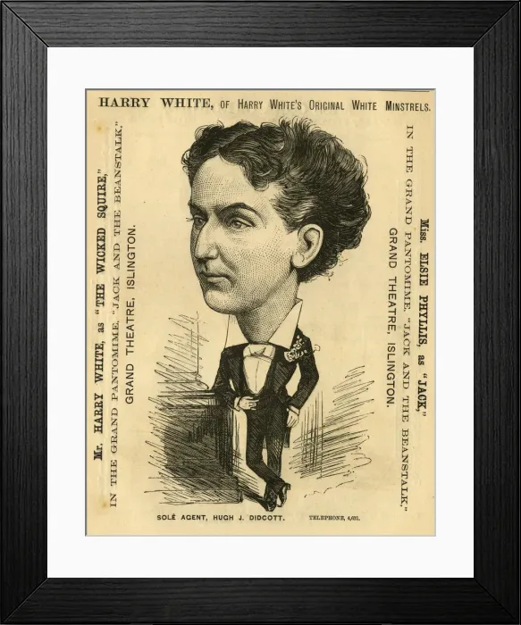 Framed Print : Cartoon, Harry White of the Original White Mistrels Framed Print : Cartoon, Harry White of the Original White Mistrels