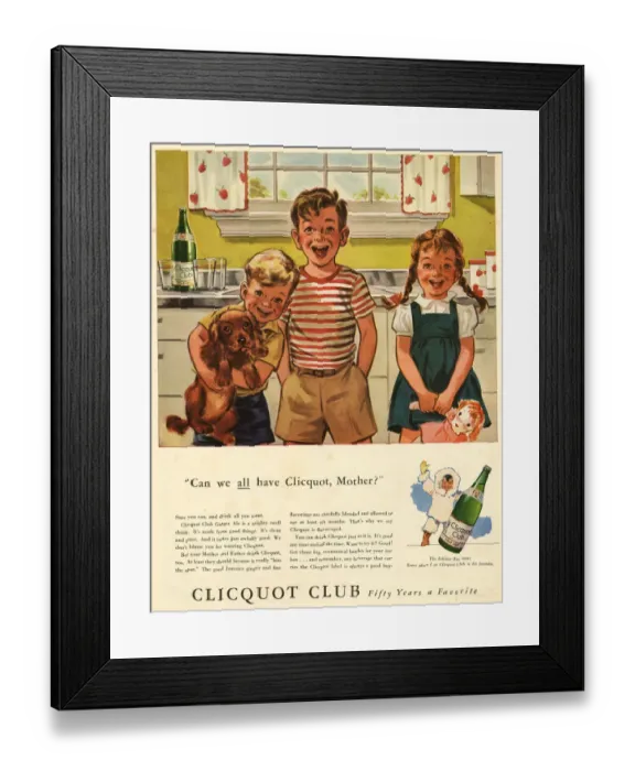 Framed Print : Advert, Clicquot Club Ginger Ale Framed Print : Advert, Clicquot Club Ginger Ale