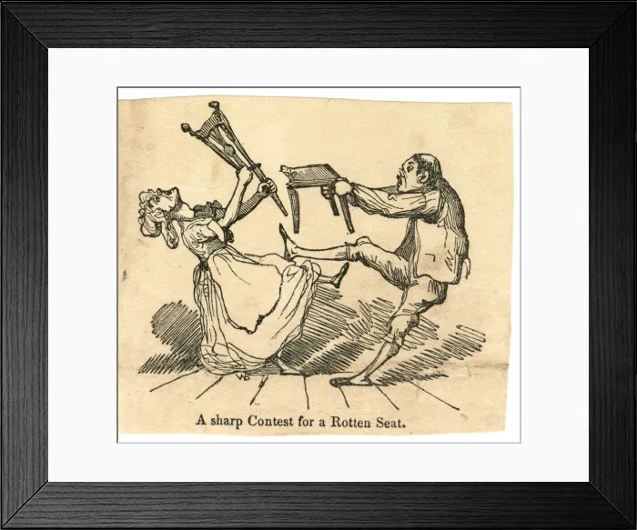 Framed Print : Cartoon, A sharp Contest for a Rotten Seat Framed Print : Cartoon, A sharp Contest for a Rotten Seat