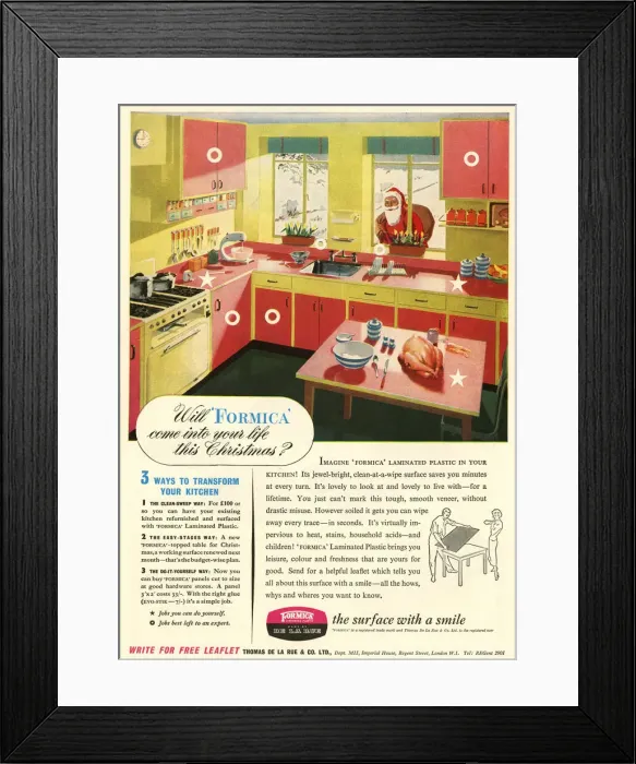 Framed Print : Advert, Formica Kitchen, Christmas 1953 Framed Print : Advert, Formica Kitchen, Christmas 1953