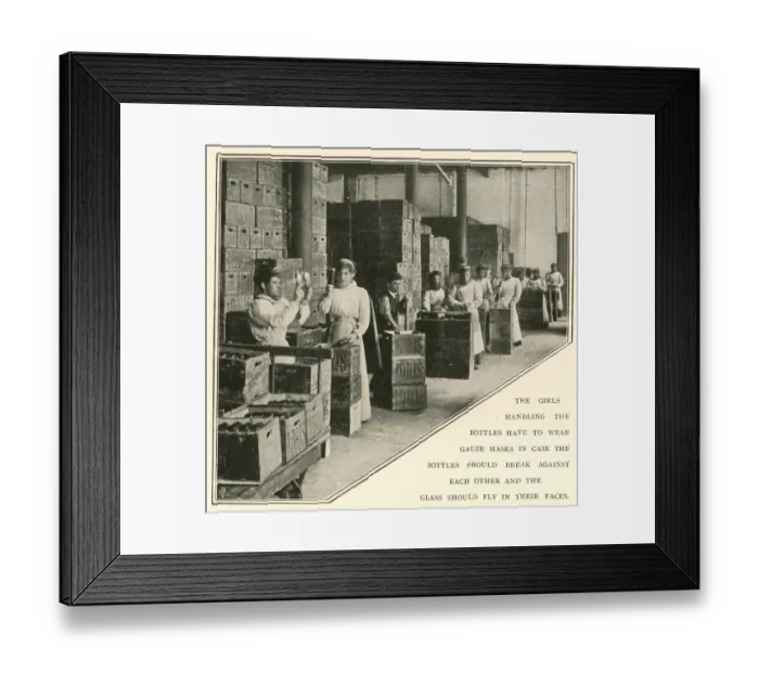 Framed Print : Handling Idris bottles wearing gauze masks Framed Print : Handling Idris bottles wearing gauze masks