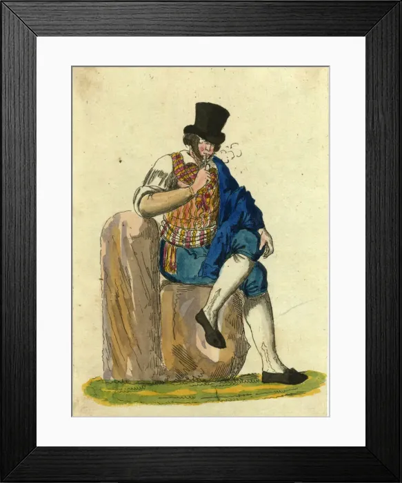 Framed Print : Italian man seated, smoking a pipe Framed Print : Italian man seated, smoking a pipe