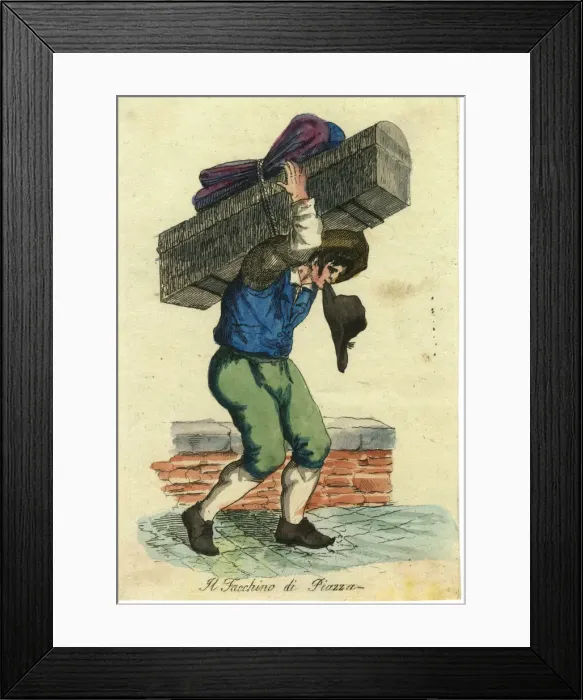 Framed Print : Italian Porter in a Roman square Framed Print : Italian Porter in a Roman square