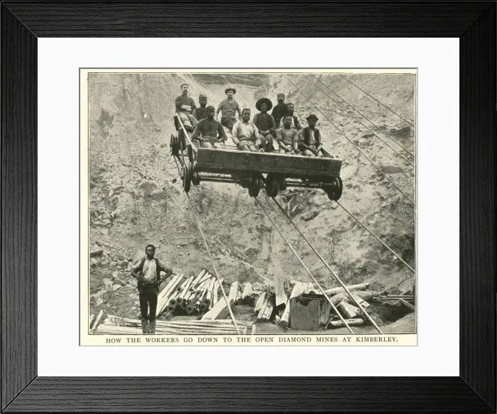Framed Print : Workers descending, diamond mine, Kimberley Framed Print : Workers descending, diamond mine, Kimberley
