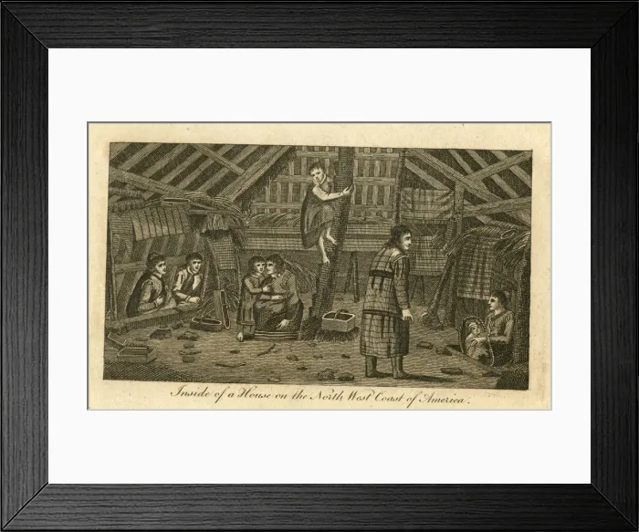 Framed Print : Interior, house on the NW coast of America Framed Print : Interior, house on the NW coast of America