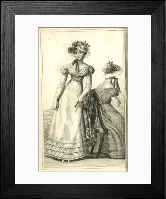Framed Print : Ladies Fashion - two women in day dresses Framed Print : Ladies Fashion - two women in day dresses