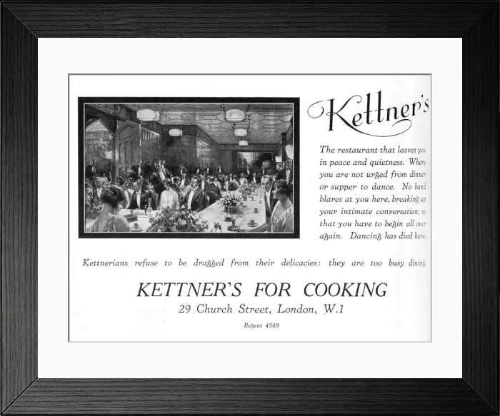 Framed Print : Menu for Kettners restaurant Framed Print : Menu for Kettners restaurant
