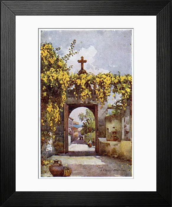 Framed Print : Chapel doorway and street scene, Madeira Framed Print : Chapel doorway and street scene, Madeira