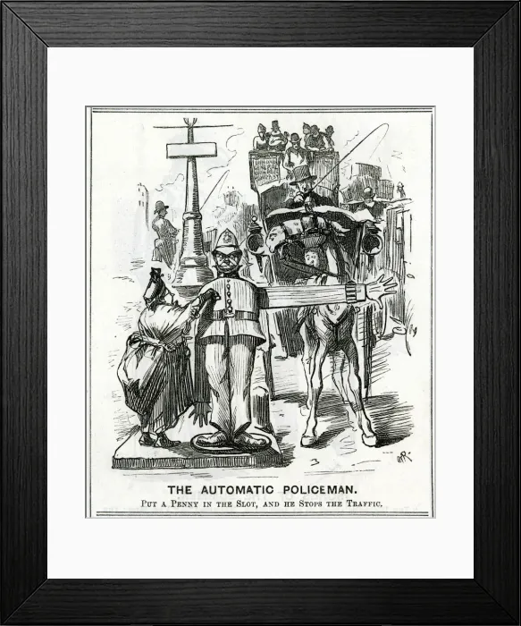 Framed Print : Cartoon, The Automatic Policeman