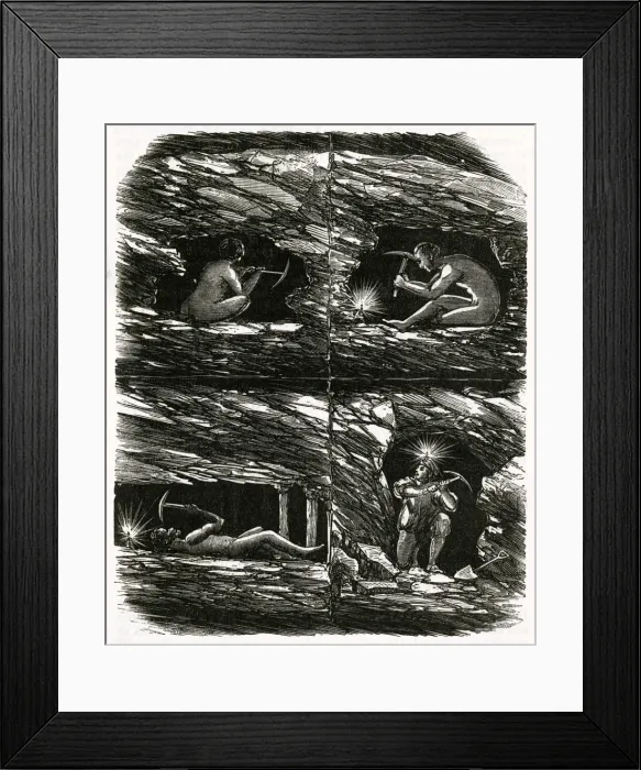 Framed Print : Miners at work 1865 Framed Print : Miners at work 1865