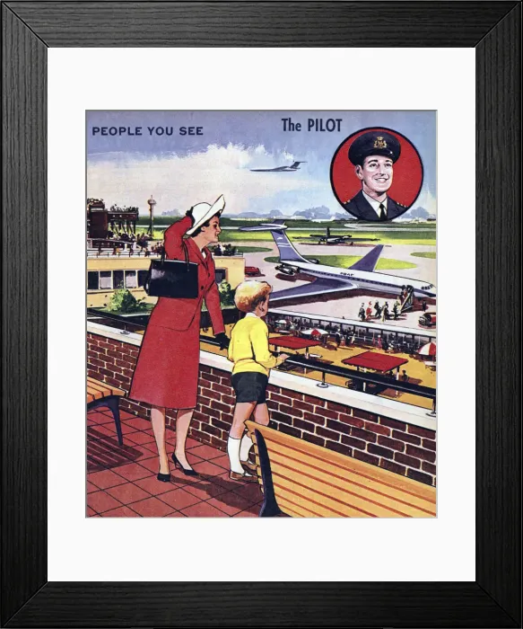 Framed Print : The Pilot. People You See, from Teddy Bear magazine, 1966. Date: 1966 Framed Print : The Pilot. People You See, from Teddy Bear magazine, 1966. Date: 1966