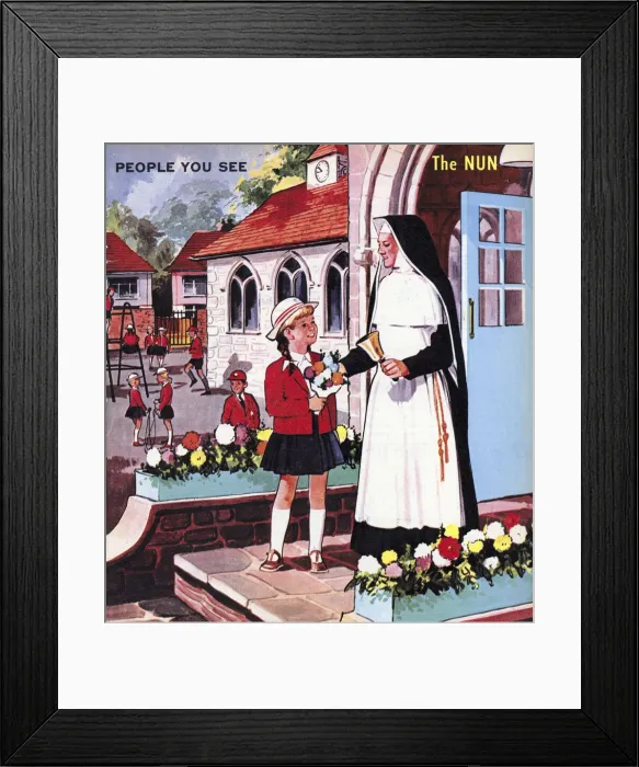 Framed Print : The Nun. People You See, from Teddy Bear magazine, 1966. Date: 1966 Framed Print : The Nun. People You See, from Teddy Bear magazine, 1966. Date: 1966
