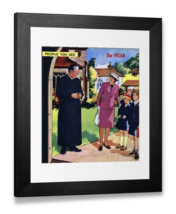 Framed Print : The Vicar. People You See, from Teddy Bear magazine, 1965. Date: 1965 Framed Print : The Vicar. People You See, from Teddy Bear magazine, 1965. Date: 1965