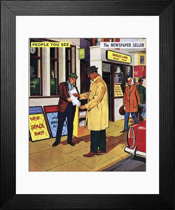 Framed Print : The Newspaper Seller Framed Print : The Newspaper Seller