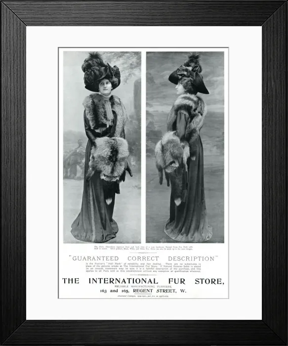 Framed Print : Advert for International Fur Store 1909 Framed Print : Advert for International Fur Store 1909