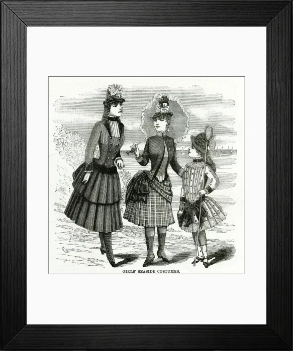 Framed Print : Girls seaside costumes 1886 Framed Print : Girls seaside costumes 1886