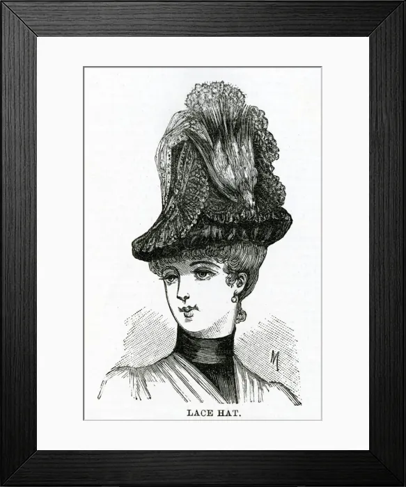 Framed Print : Lace hat with whole bird 1886 Framed Print : Lace hat with whole bird 1886