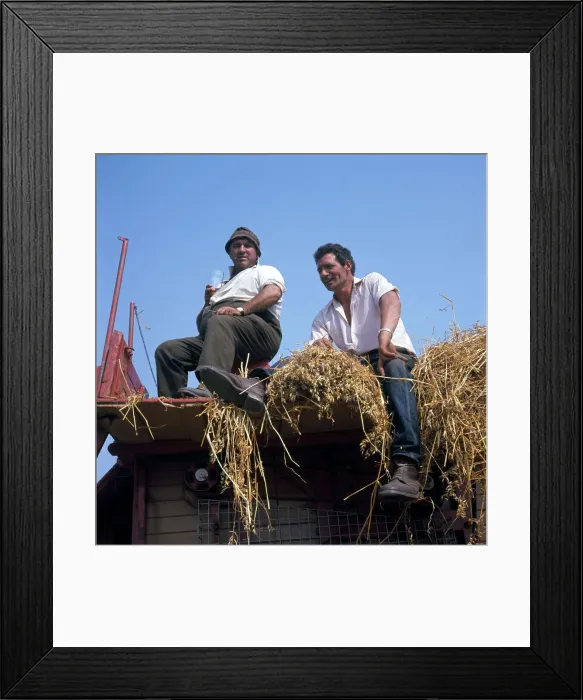 Framed Print : Two farmhands at harvest time Framed Print : Two farmhands at harvest time
