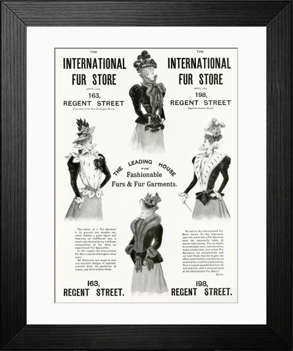 Framed Print : Advert for International Fur Store 1897 Framed Print : Advert for International Fur Store 1897