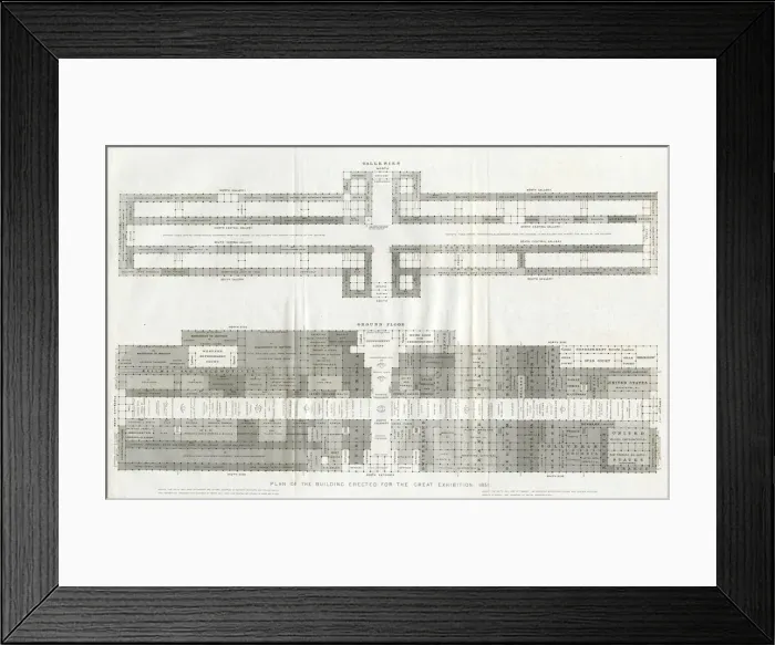 Framed Print : Great Industrial Exhibition in Hyde Park, plans 1851 Framed Print : Great Industrial Exhibition in Hyde Park, plans 1851