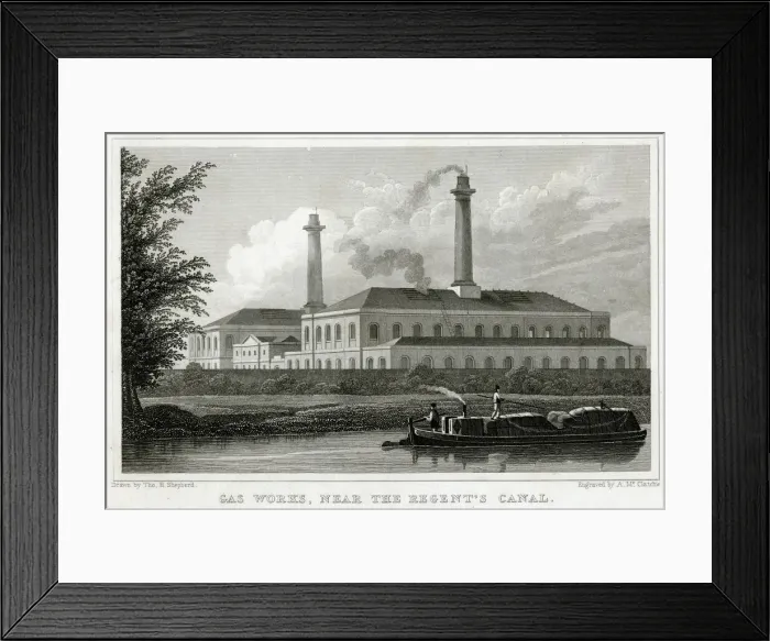 Framed Print : Gas Works, near the Regents Canal 1828 Framed Print : Gas Works, near the Regents Canal 1828