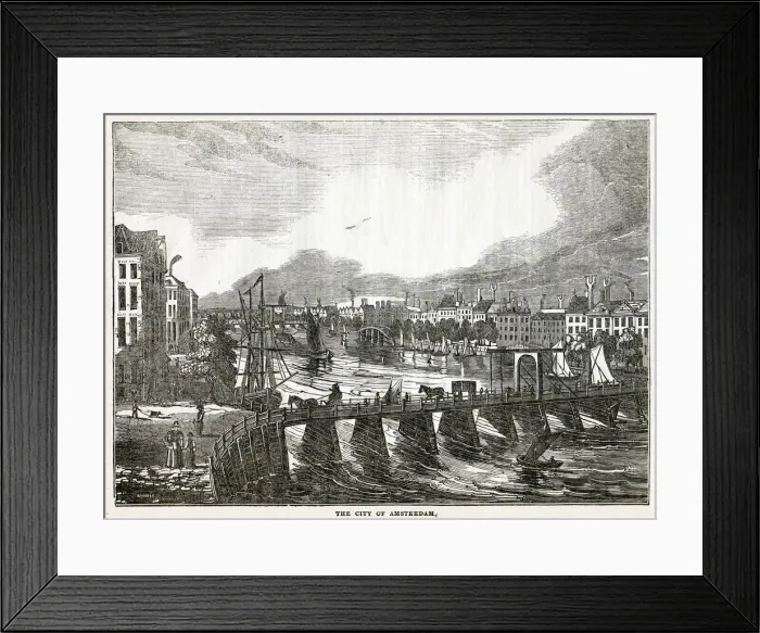 Framed Print : Amsterdam showing the wooden footbridge Magere Brug or Skinny Bridge Framed Print : Amsterdam showing the wooden footbridge Magere Brug or Skinny Bridge