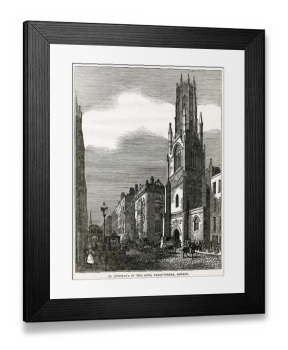 Framed Print : St. Dunstan s, Fleet Street, London 1834 Framed Print : St. Dunstan s, Fleet Street, London 1834