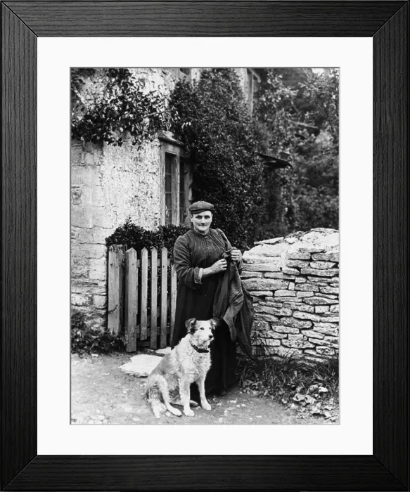 Framed Print : Villager with a dog, 1890s Framed Print : Villager with a dog, 1890s