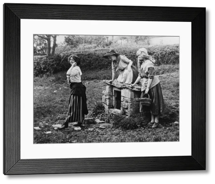 Framed Print : Country girls at the spring, 1890s Framed Print : Country girls at the spring, 1890s