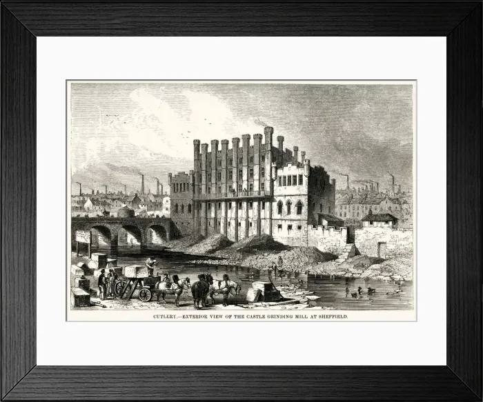 Framed Print : Sheffield - Castle Grinding Mill for cutlery 1853 Framed Print : Sheffield - Castle Grinding Mill for cutlery 1853