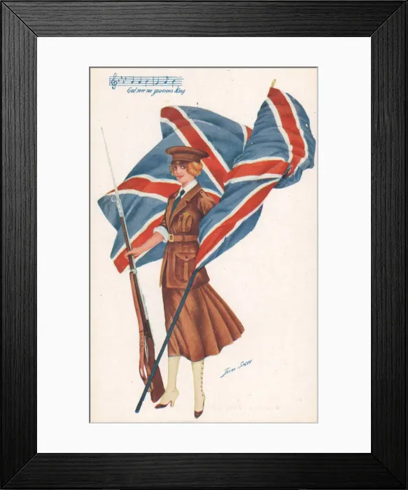 Framed Print : Patriotic postcard, God Save Our Gracious King, WW1 Framed Print : Patriotic postcard, God Save Our Gracious King, WW1