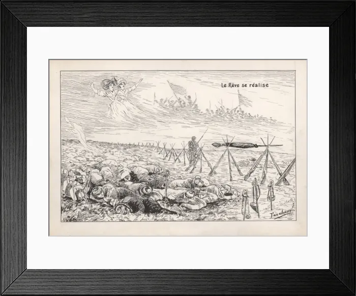 Framed Print : Drawing for postcard, The Dream Comes True, WW1 Framed Print : Drawing for postcard, The Dream Comes True, WW1
