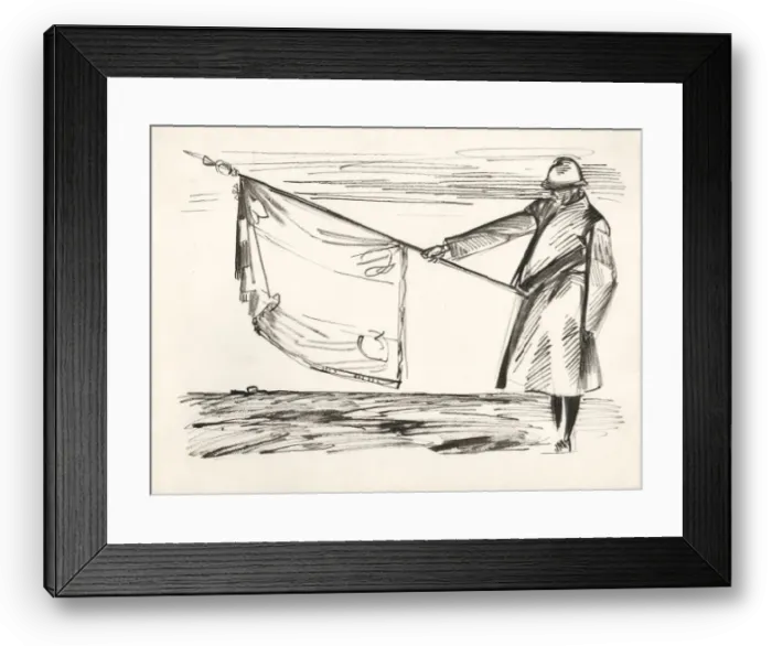 Framed Print : Standard bearer lowering flag, WW1 Framed Print : Standard bearer lowering flag, WW1