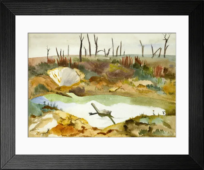 Framed Print : Pond at Thiepval, by Richard Carline, WW1 Framed Print : Pond at Thiepval, by Richard Carline, WW1