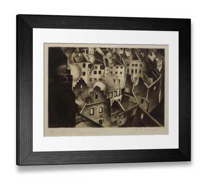 Framed Print : Ypres after First Bombardment, by CRW Nevinson, WW1 Framed Print : Ypres after First Bombardment, by CRW Nevinson, WW1