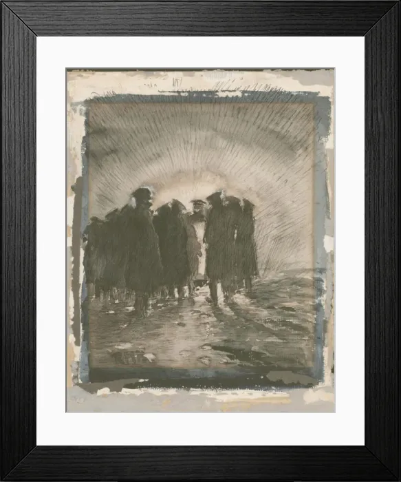 Framed Print : Officers by trenches, meeting at dusk, WW1 Framed Print : Officers by trenches, meeting at dusk, WW1