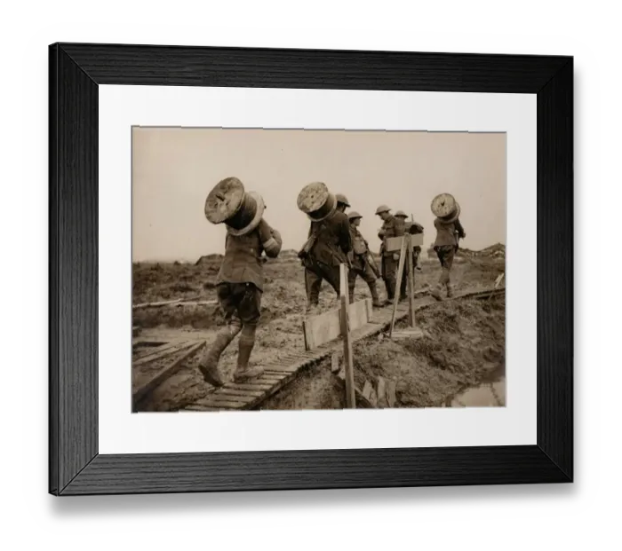 Framed Print : British soldiers carrying telegraph wire, WW1 Framed Print : British soldiers carrying telegraph wire, WW1