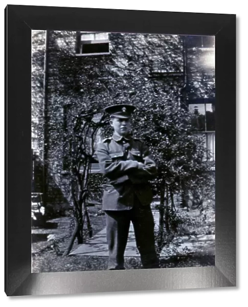Young soldier in a garden, WW1