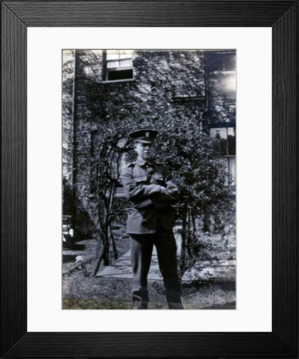 Framed Print : Young soldier in a garden, WW1 Framed Print : Young soldier in a garden, WW1