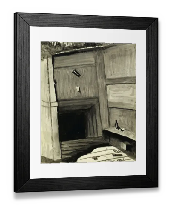 Framed Print : A dugout at Ovilliers, by Richard Carline, WW1 Framed Print : A dugout at Ovilliers, by Richard Carline, WW1
