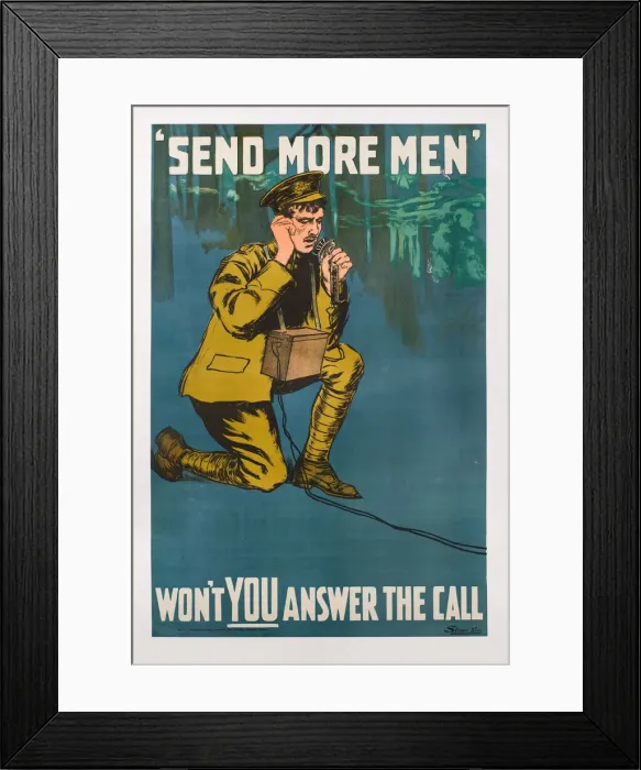 Framed Print : Canadian poster, Send More Men, WW1 Framed Print : Canadian poster, Send More Men, WW1